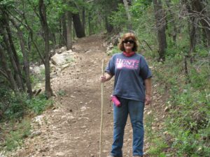 Sheryl, hiking in New Mexico. 